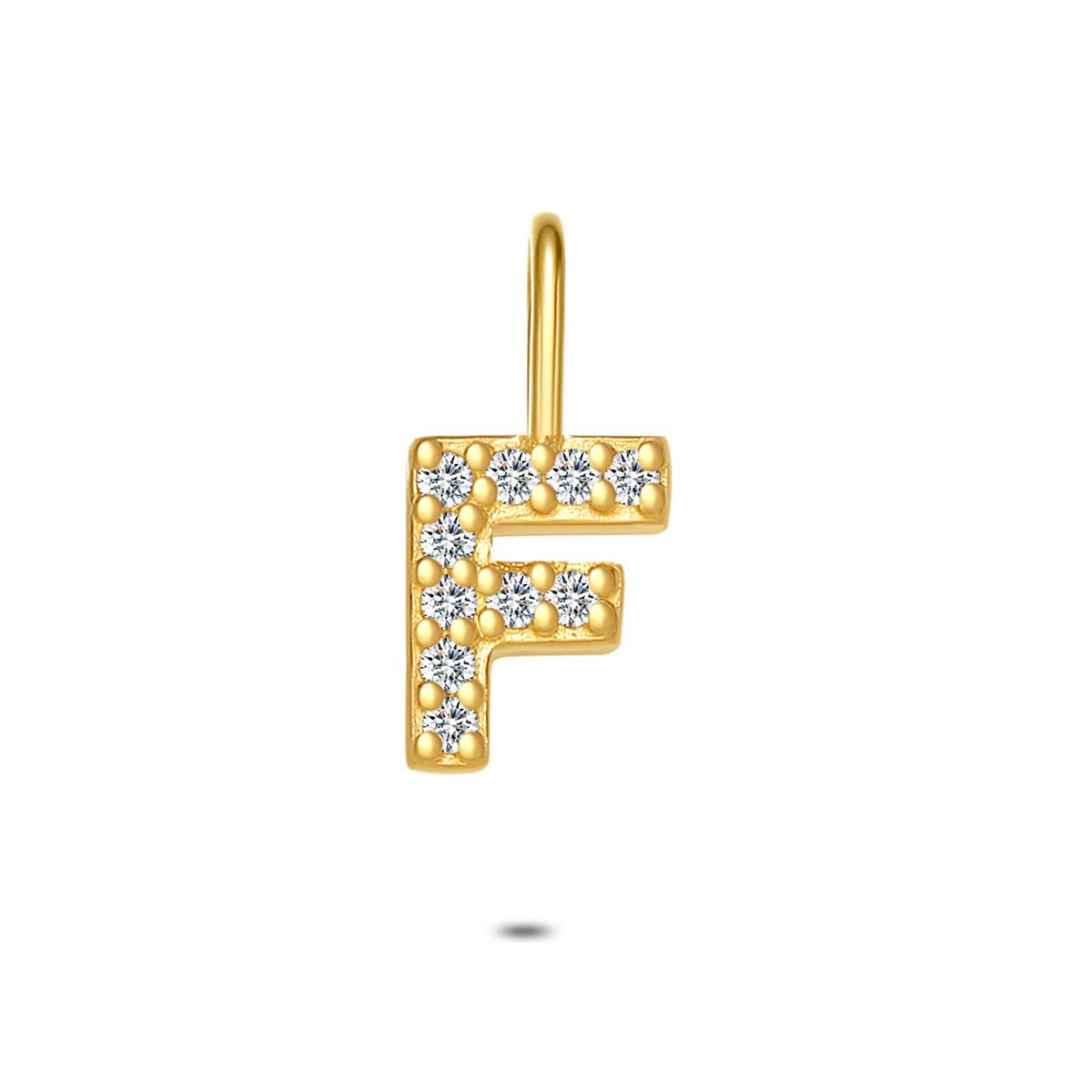 Twice As Nice Hanger in 18kt verguld zilver, letter F met steentjes