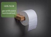 Toiletpapierhouder zonder boren, FSC-gecertificeerd, hoogwaardige wc-rolhouder van hout, wc-rolhouder van bamboe, zonder plakken, wc-houder