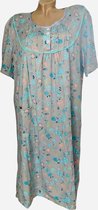 Dames nachthemd korte mouwen 6535 bloemenprint XL grijs/turqoise