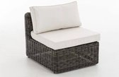 In And OutdoorMatch Lounge chair Kamren - Résistant aux intempéries - Chaise de jardin - Osier - Crème - Chaises de jardin lot de 1