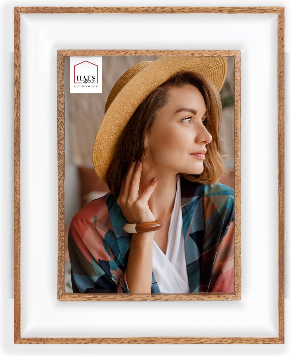 HAES deco Houten Fotolijst Steyr Wit / Bruin voor foto 10x15 - XN346WHS