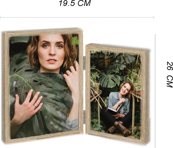 HAES DECO - Duo Cadre Photo Bois Clais Marron pour photo 10x15 et 13x18 (taille 26x19,5 cm) - XN2247HS