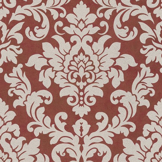 Papier peint baroque Profhome 372705-GU papier peint intissé légèrement structuré style baroque rouge scintillant beige doré 5,33 m2