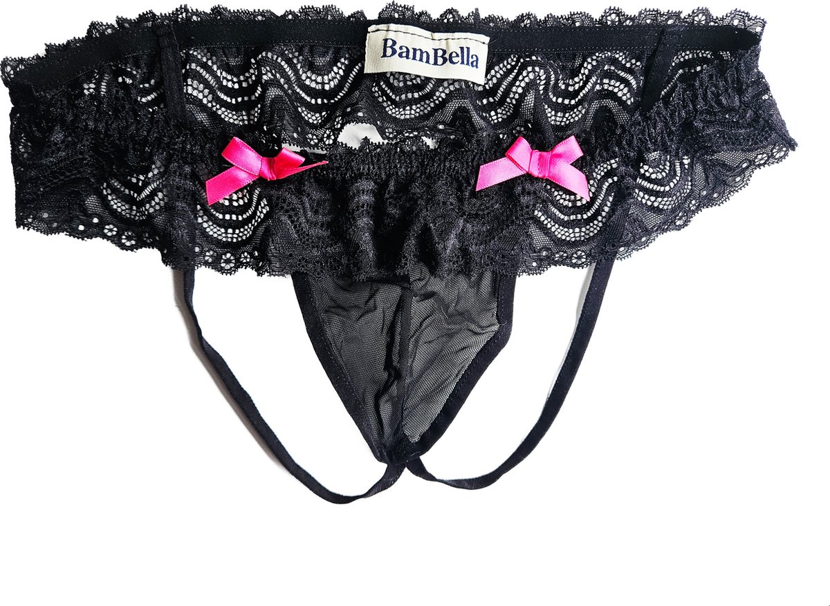 Goedkoopste BamBella ® - String Kruisloos - One size - Sexy Zwart Erotische onderbroek Heren