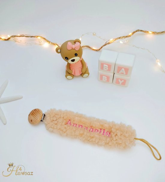 Teddy speenkoord met naam 1 stuks - Speenkoord - Hawsaz.nl Kraamcadeau - Babycadeau - Borduren met naam - Babygeschenkset - Geboortecadeau - Gepersonaliseerde cadeaus van Teddy. — afbeelding 5
