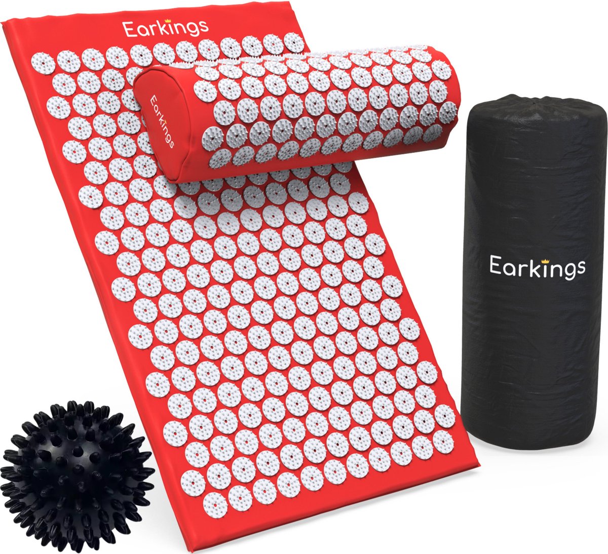Goedkoopste Spijkermat Acupressuur Mat - Shakti Mat met Massagebal en Draagtas - Massagemat 68x42x2 cm Earkings - Rood