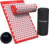 Spijkermat Acupressuur Mat - Shakti Mat met Massagebal en Draagtas - Massagemat 68x42x2 cm Earkings - Rood
