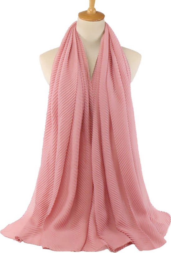 Ribbel / Crinkle Sjaal - Roze | Sjaal/Hijab/Hoofddoek | Polyester | 180 x 90 cm | Fashion Favorite