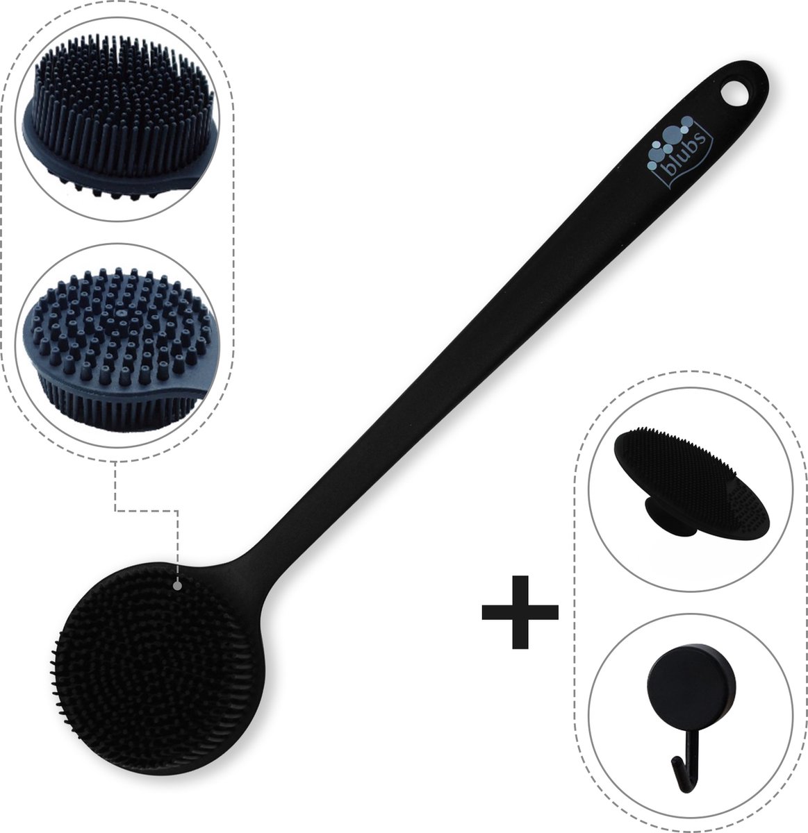 Goedkoopste Blubs® – Badborstel – Dry brush – Rug Scrubber – Lichaamsborstel – Rugborstel douche met steel – Huidborstel – doucheborstel – bad- & doucheaccessoires – Badborstel met steel – Doucheborstel rugborstel – Siliconen borstel – Massag
