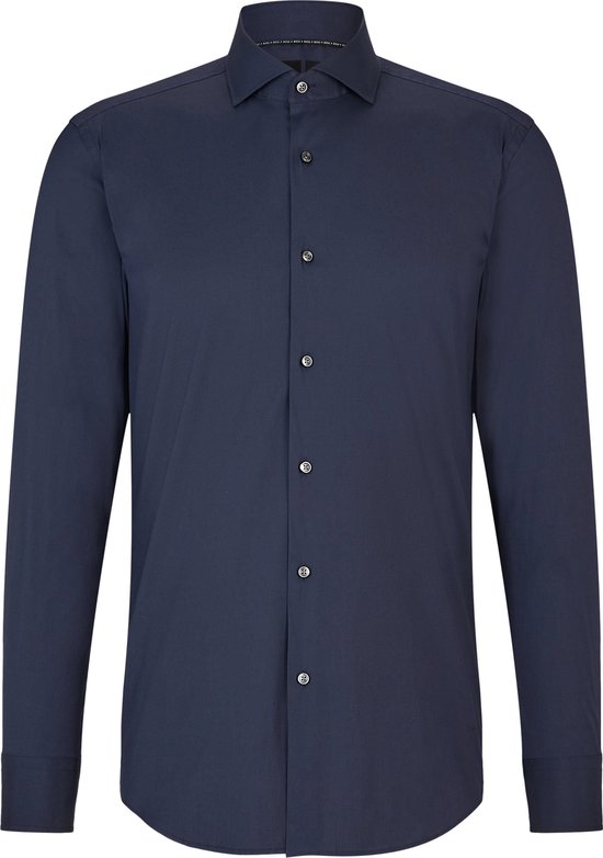 BOSS Hank slim fit overhemd - popeline - blauw - Strijkvriendelijk - Boordmaat: 46