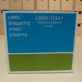 Brother DK-11241 compatible labels, 102 mm x 152 mm, 200 etiketten per rol, incl brother houder, permanent
