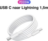 iPhone USB C naar lightning kabel - oplaad kabel geschikt voor Apple iPhone - iPhone kabel - iPhone oplaadkabel - Lightning USB kabel - iPhone lader - iPhone laadkabel - 1,5m - Wit