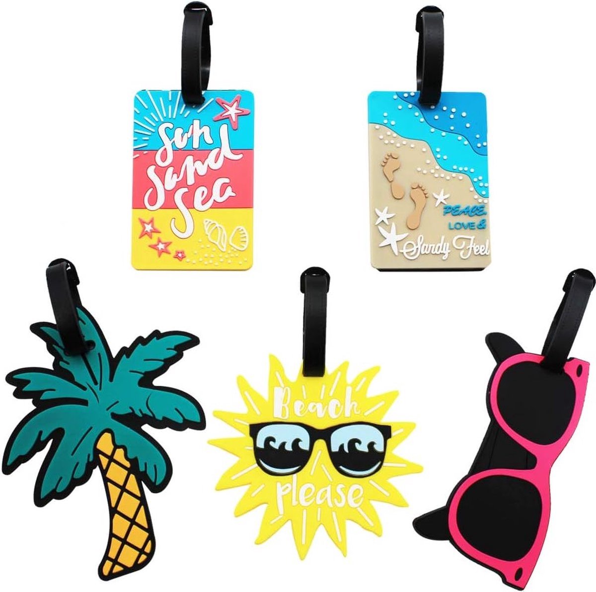 Bol.com BOTC Kofferlabels - Silicone Bagagelabel - 6 stuks Kofferlabel - Reisaccessoire - Kofferlabel voor Koffers - Meerdere Kl... aanbieding