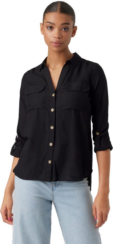 Vero Moda Blouse Vmbumpy L/s Shirt New Noos 10275283 Black Dames Maat - XL