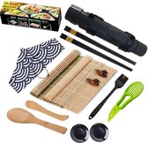 Sushi maker bazooka XL kit - Sushi maker set alles-in-1 - 10-delige sushi set met RVS mes, bamboo rolmatjes en avocado mesje - GRATIS 2x bamboe eetstokjes