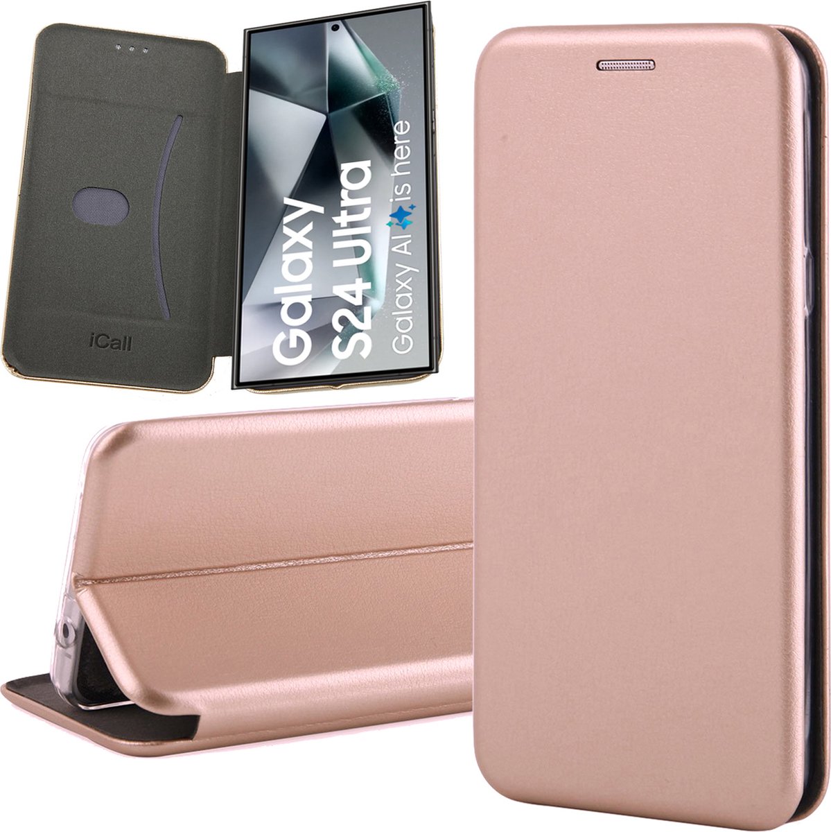 Hoesje geschikt voor Samsung Galaxy S24 Ultra - Wallet Book Case Rosegoud