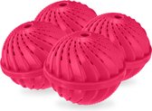 Relaxdays wasbol - set van 4 - roze - eco wasbal - wassen zonder wasmiddel - keramisch