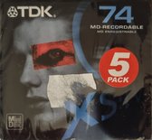 5-Pack TDK MD-XS74EB Minidiscs 74 minuten recordable