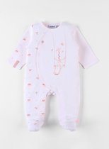 Jersey 1-delige pyjama met met vlinder- en giraffenprint, lichtroze.