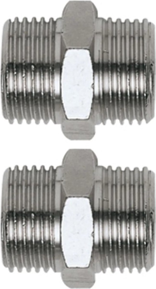 Criko dubbele nippel 3 8 buitendraad x 1 4 buitendraad Voor compressor 2 stuks