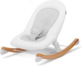 Babyligstoel, houten babyschommellamp, gemakkelijk mee te nemen, met verstelbare functie, verstelbare veiligheidsgordels, met pluche bekleed, certificaat, wit