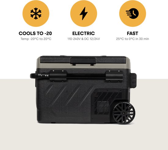 Steamy-E Dual Zone 45 – Glacière à Compresseur 45L, 12V/230V, 2 Compartiments Individuels, éclairage LED, Application Bluetooth – Camping Et Voyage