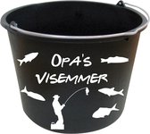 Emmer Opa's visemmer - Kotsemmer - 12 Liter - Cadeau Emmer - Naam doorgeven via mail: info@hipmetpitcreaties.be - Zwarte emmer - witte sticker