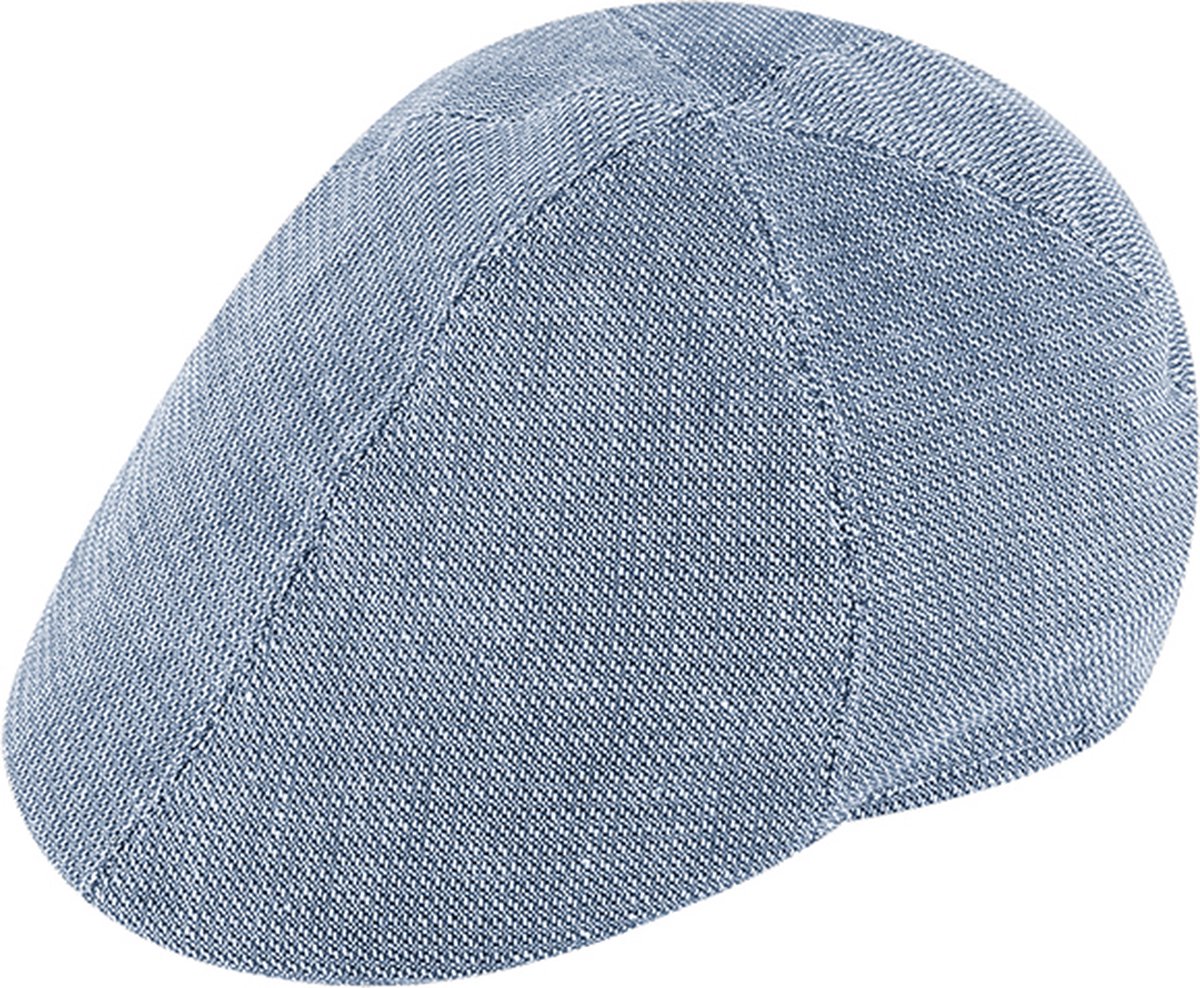 FlatCap Platte pet, Fiebig 6-Panel linnen Blauw gemeleerd mt 60
