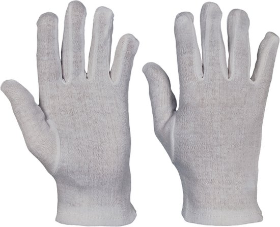 Cerva KITE handschoen gebleekte katoen 01030003 - 12 stuks - Wit - 11