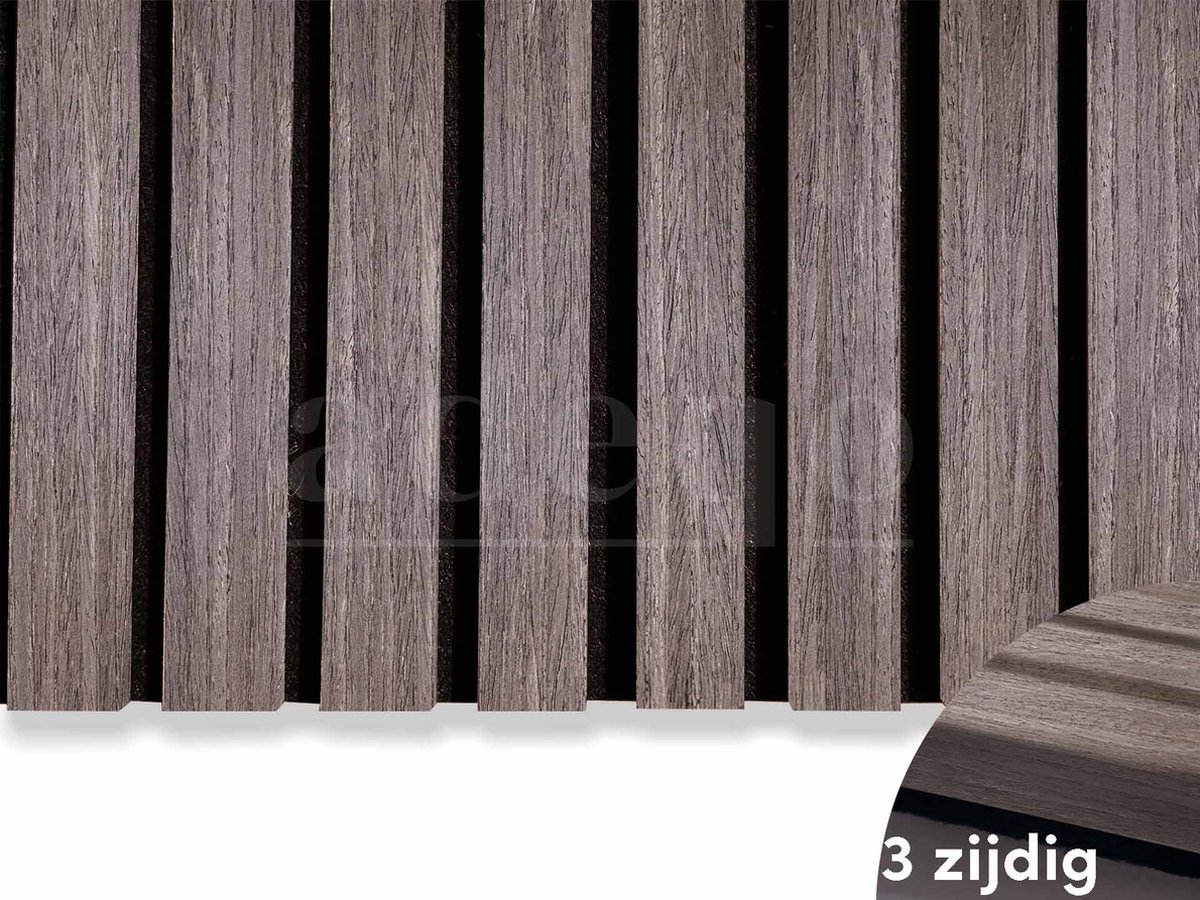 Adeqo Akupanel - Akoestisch Wandpaneel - Donker Walnoot 300 x 60cm - Hout Wandpaneel - Millieuvriendelijk Materiaal - Akoestische Panelen - 3D Wandpanelen - Wandpanelen Hout