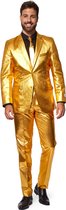 OppoSuits Groovy Gold - Heren Carnaval Kostuum - Glimmend - Goud - Maat EU 58