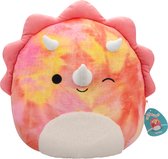 Squishmallows - Trinity Pink Tie-Dye Triceratops W/Fuzzy Belly and Winking 40cm Plush