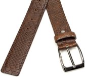 JV Belts Mooie kroko riem bruin - heren en dames riem - 3.5 cm breed - Bruin - Echt Leer - Taille: 105cm - Totale lengte riem: 120cm