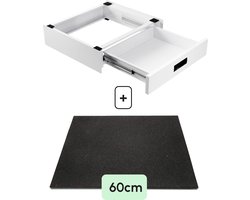 Bodo® - Stapelkit & Anti trillingsmat voor Wasmachine en Droger - Tussenstuk met Uitschuifbare Opberglade - Wit