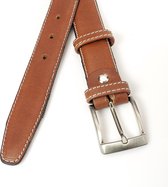 JV Belts Rood bruine pantalonriem - heren en dames riem - 3 cm breed - Bruin - Echt Leer - Taille: 95cm - Totale lengte riem: 110cm