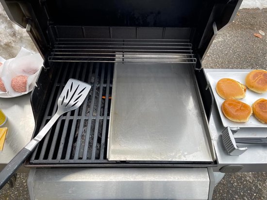 Roestvrijstalen grillplaat - geschikt voor BBQ - 1 stuk - zilver - 40 x