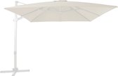 AXI Apollo Premium Parasol déporté 300x300 Blanc/beige - Structure en aluminium thermolaqué avec base en croix - Rotation 360° - Inclinable - Toile résistante aux UV