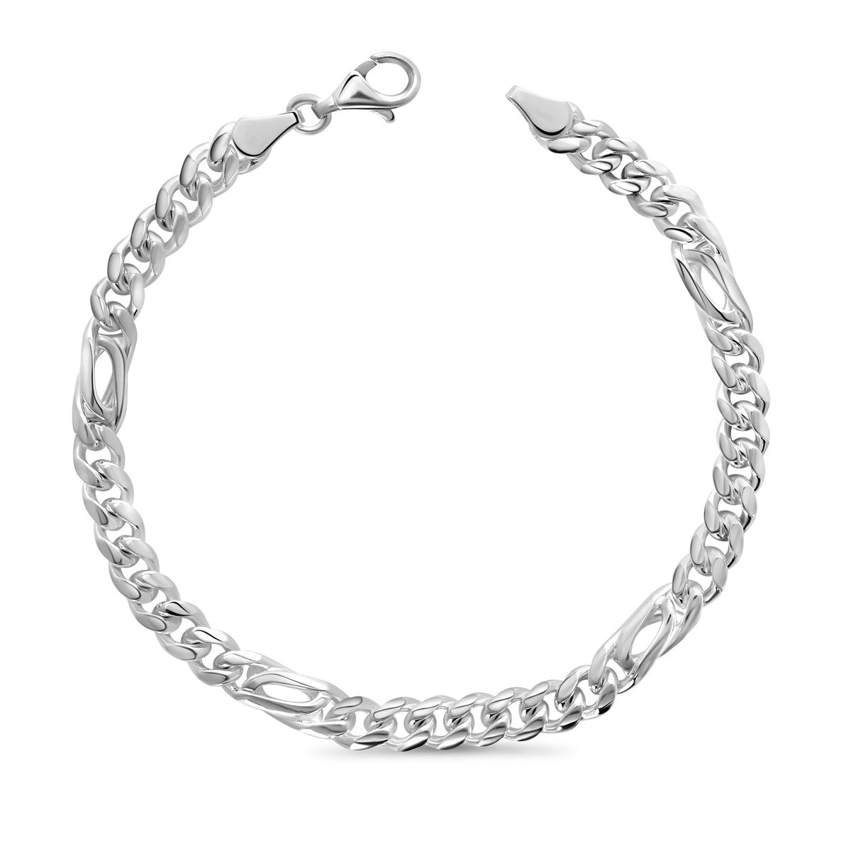 Juwelier Emo - Gourmette Met Valkenoog armband Zilver 925 Gerhodineerd - 5.5mm breed