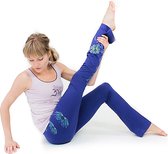 Yoga handgeschilderde Lotus broek - Katoen - Blauw/Paars - Maat L