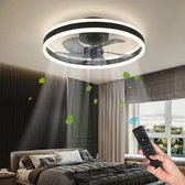 LuxiLamps - Lampe Ventilateur - Lampe Smart - 6 Positions - Dimmable - Zwart - Ventilateur Lustre - Ventilateur Lustre - Lampe Salon - Lampes Ventilateur