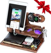 Kerstcadeaus mannen, docking station hout, bureau organizer, cadeau voor vrouwen, vader, geliefde, cadeau-ideeën, kerstcadeau, verjaardag, telefoon, koptelefoon tablet houder, nachtkastorganizer