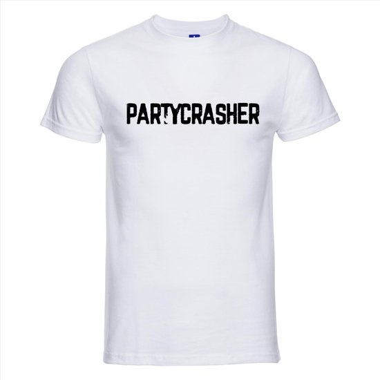 T-shirt Partycrasher | Festival | wit | Maat XXL