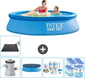 Intex Rond Opblaasbaar Easy Set Zwembad - 244 x 61 cm - Blauw - Inclusief Pomp Afdekzeil - Onderhoudspakket - Filters - Solar Mat