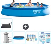Intex Rond Opblaasbaar Easy Set Zwembad - 457 x 84 cm - Blauw - Inclusief Pomp Afdekzeil - Onderhoudspakket - Filters - Solar Mat