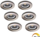 Ledisons LED-inbouwspot Udis set 6 stuks RVS - Ø82 mm - 5 jaar garantie - Dim-to-warm - 450 lumen - 5 Watt - IP65