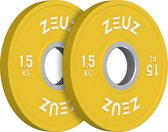 ZEUZ Halterschijf 2 Stuks 1.5 KG – 3 KG Gewichten Set voor Crossfit & Fitness – voor 50 mm Halter – Metaal & Rubber - 1,5 Schijf