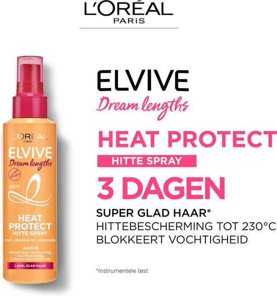 L’Oréal Paris Elvive Dream Lengths Heat Protect Hittespray - Lang, Beschadigd Haar - 230°C Hittebescherming - 150ml