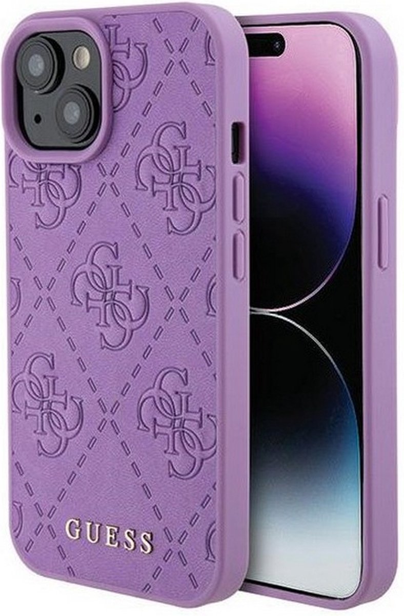 Guess 4G Stamped Back Case - Geschikt voor Apple iPhone 15 (6.1") - Paars