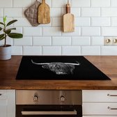 Inductiebeschermer Hooglander met zwarte achtergrond | 76 x 51.5 cm | Keukendecoratie | Bescherm mat | Inductie afdekplaat
