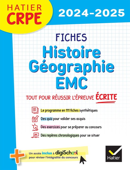 Hatier CRPE - Fiches d'Histoire - Géographie - EMC - Épreu ... - cover